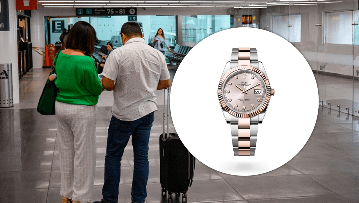 Turista francesa sufre robo de un Rolex de medio millón de pesos al salir del AICM