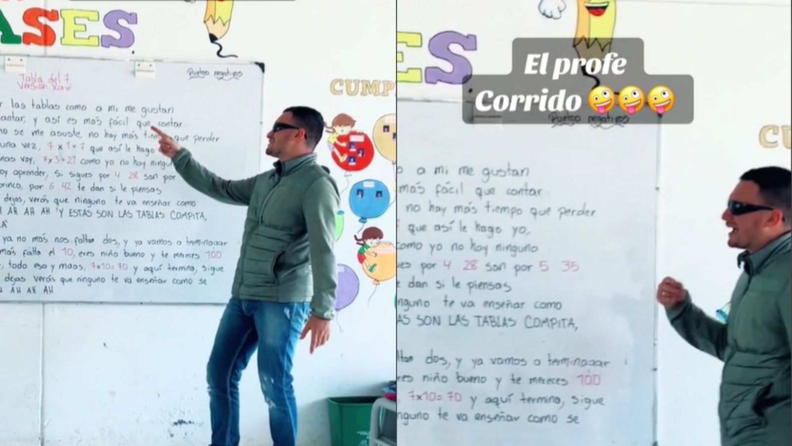 Maestro de primaria enseña las tablas con corridos tumbados: VIDEO