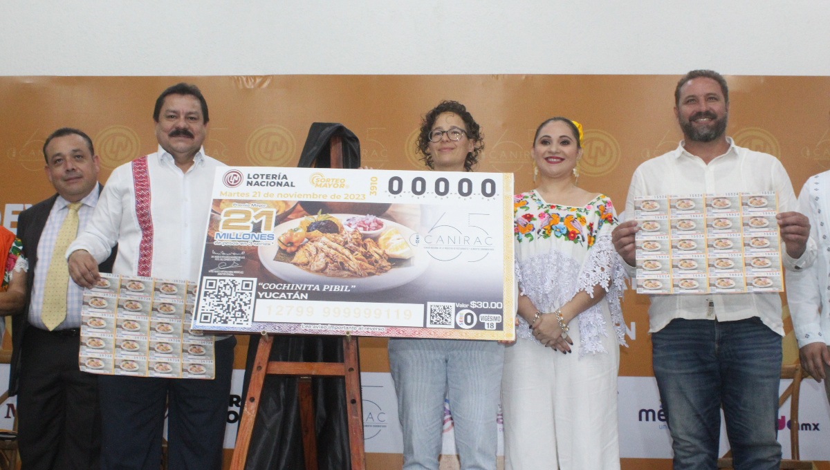 Cochinita pibil forma parte de la Lotería Nacional en el billete Platillo Insignia de Yucatán