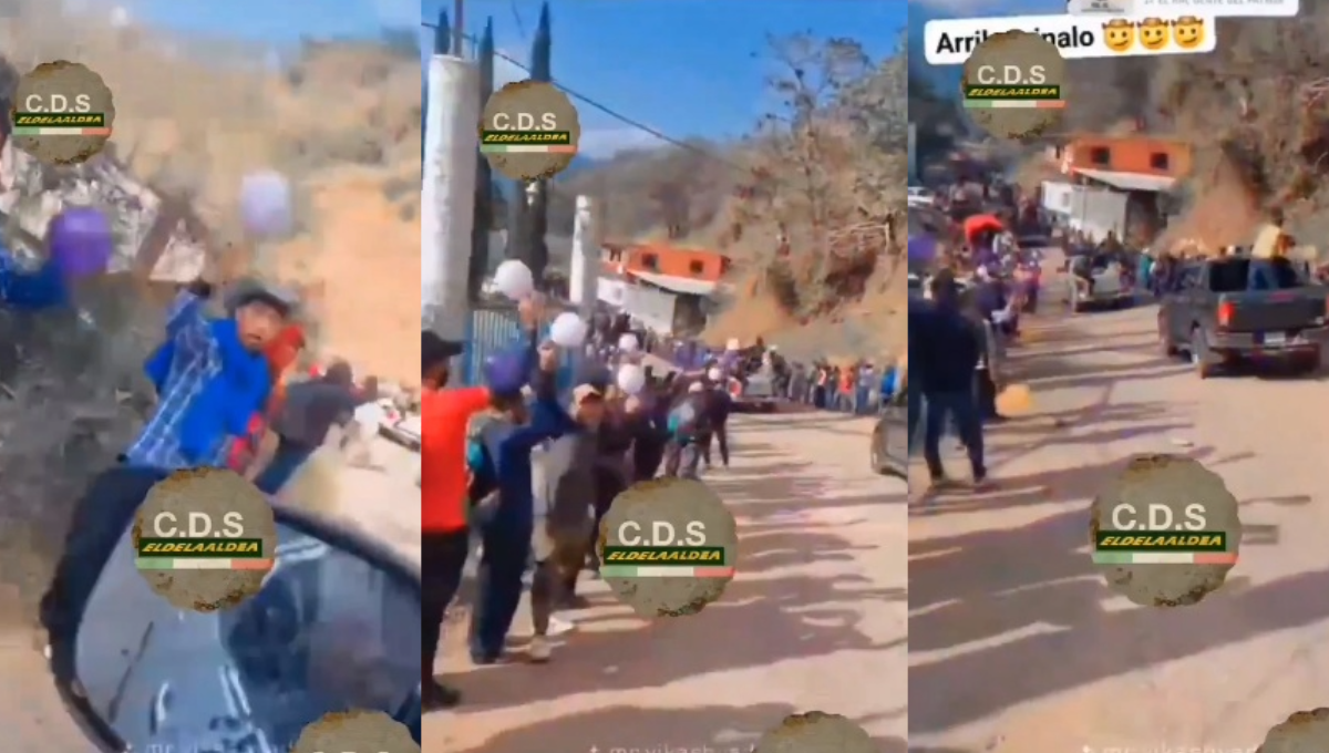 ¿Pobladores de Chiapas recibieron con globos a integrantes del Cártel de Sinaloa?