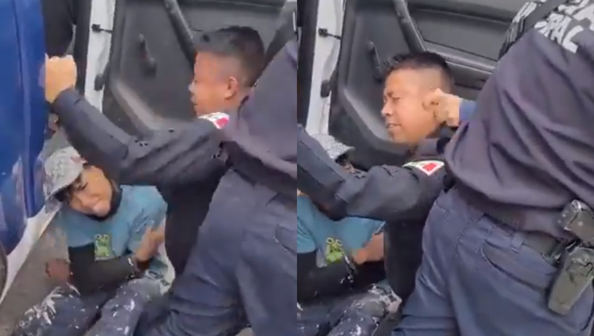 Mujer le da 'jalón de orejas' a un policía de Naucalpan para evitar el arresto de un joven: VIDEO