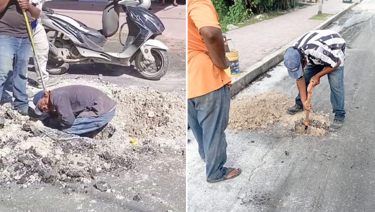 CAPA 'destroza' una calle recién reparada en Bacalar, Quintana Roo