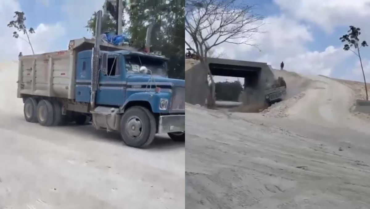 Volquetero resulta herido tras caer de un puente en Chetumal: VIDEO