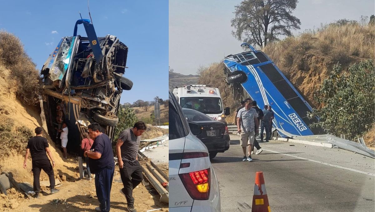 Autobús vuelca en la carretera México-Puebla; accidente deja cuatro muertos