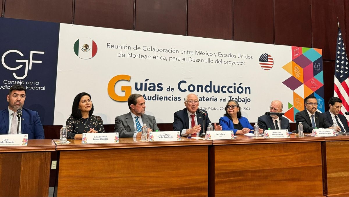 El embajador de Estados Unidos en México, Ken Salazar, se reunión con ministros de la SCJN en el  marco del TMEC para avanzar los derechos de los trabajadores y la justicia laboral en América del Norte.