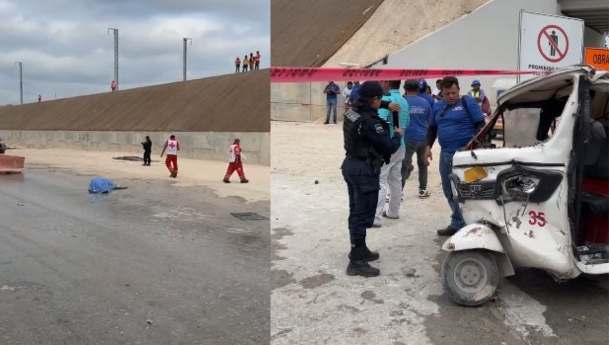 Conductor de volquete del Tren Maya mata a mototaxista en Playa del Carmen