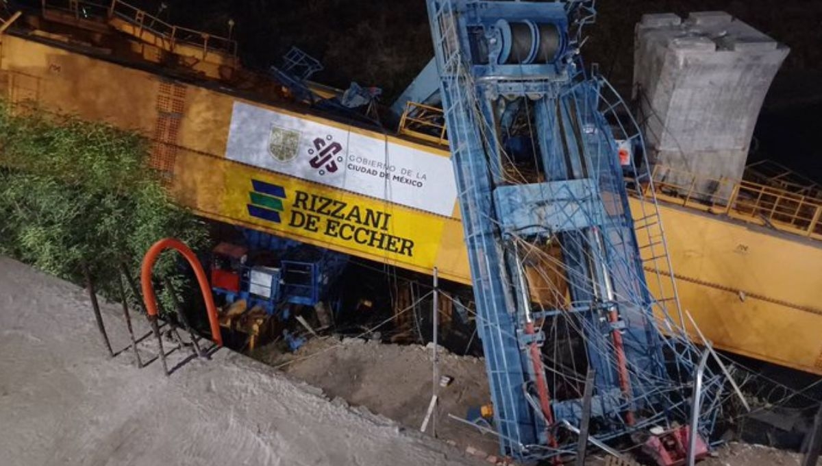 Grave accidente en construcción del Tren Interurbano México-Toluca: Grúa colapsa en obra: VIDEOS