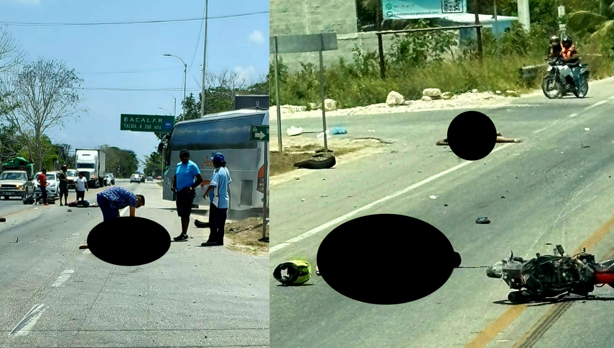 Pareja fallece en brutal accidente en Bacalar, Quintana Roo