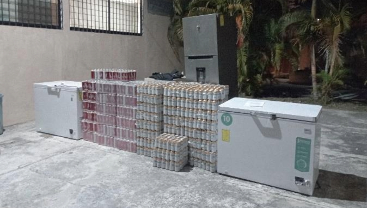 Fiscalía de Campeche decomisa más de 2 mil latas de cerveza durante un cateo en Calakmul
