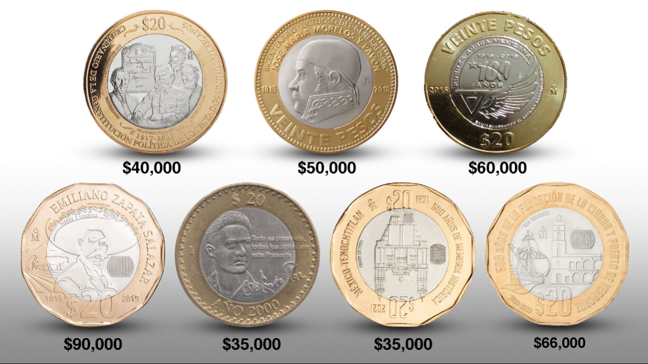 Monedas de 20 pesos se cotizan en varios millones en Mercado Libre