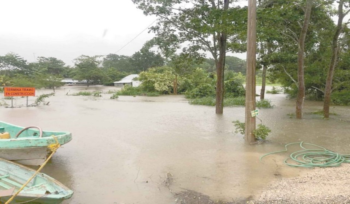 Se desborda el río Las Piñas en Palizada, más de 40 casas terminan bajo el agua