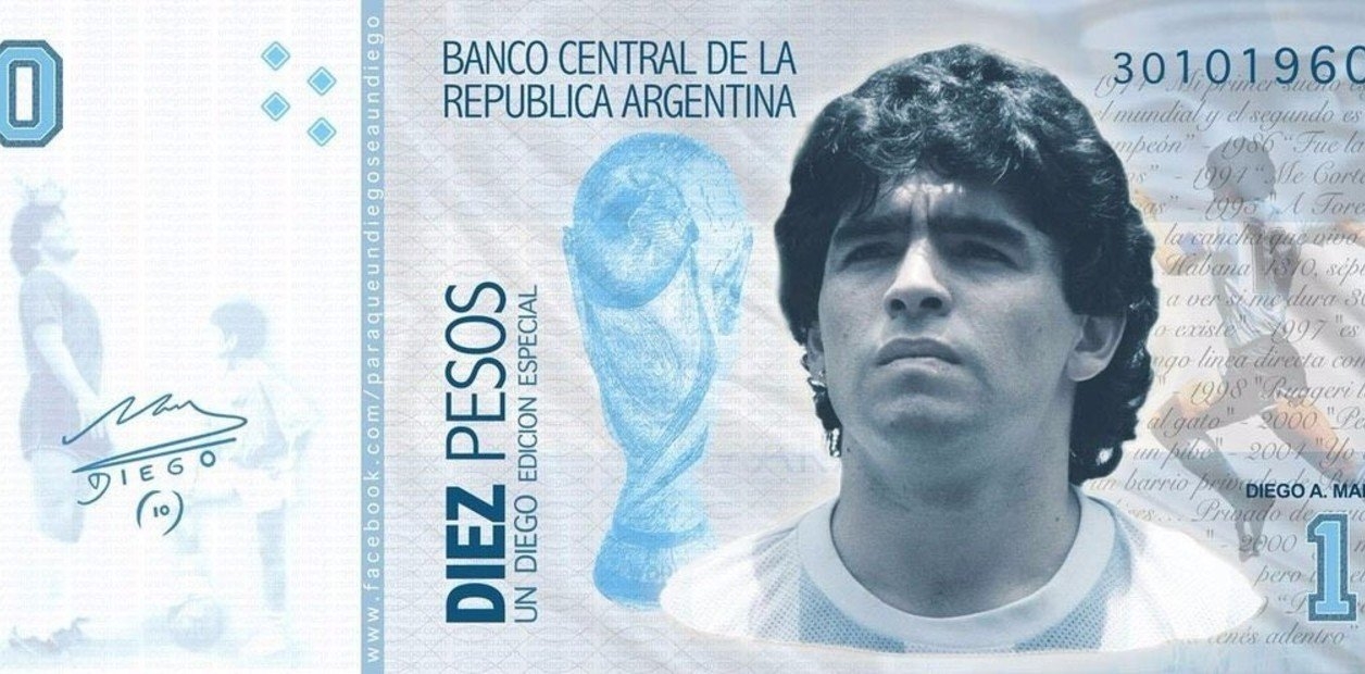 Proponen que billete tenga la imagen de Maradona