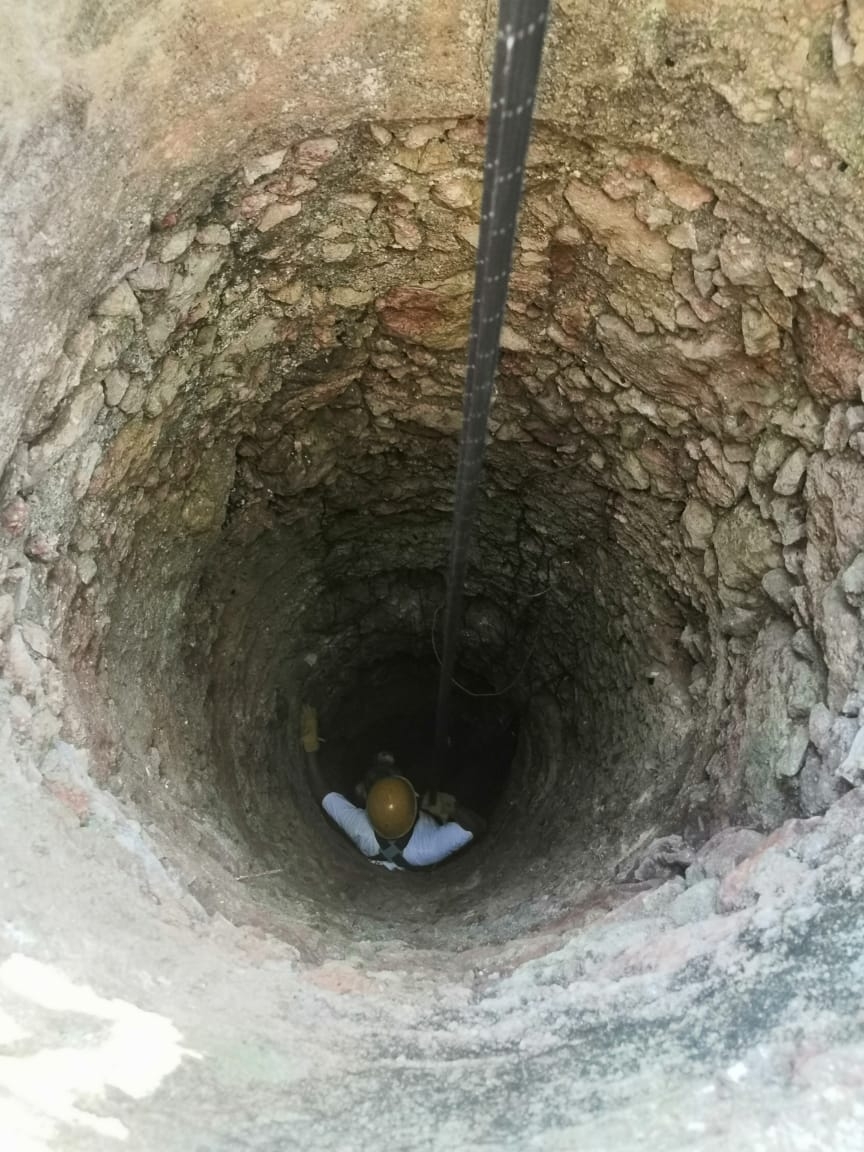 Rescatan a perrita que había caído al fondo de un pozo en Ticul