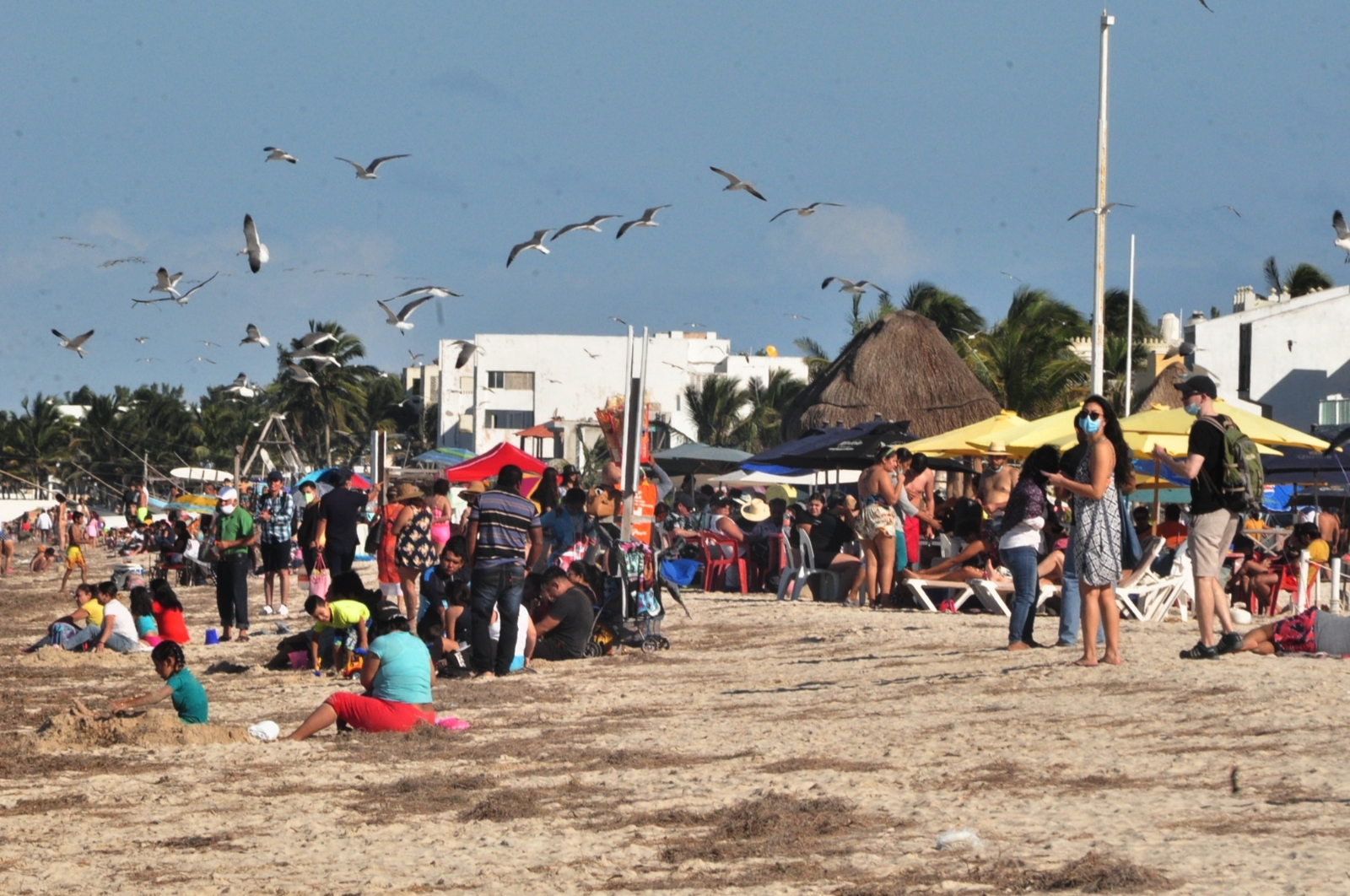 Frente frío no detiene llegada de bañistas a playas de Progreso