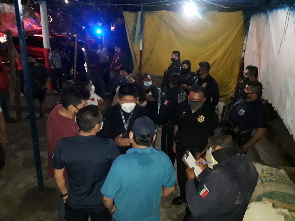 Movilización policiaca por disputa de un predio en Ciudad del Carmen