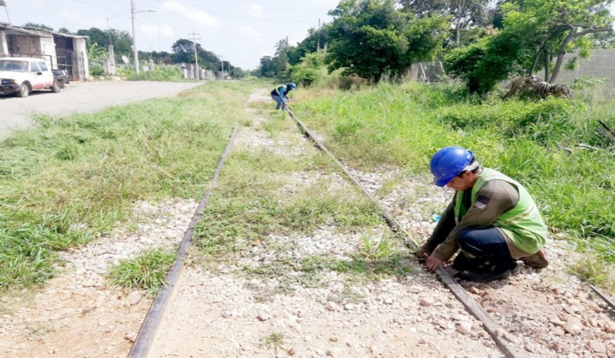 Desmantelan vías antiguas para garantizar el paso del Tren Maya en Calkiní
