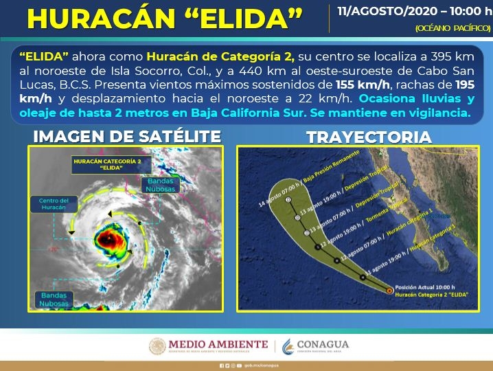 Elida avanza a huracán categoría 2, estos serán los estados más afectados