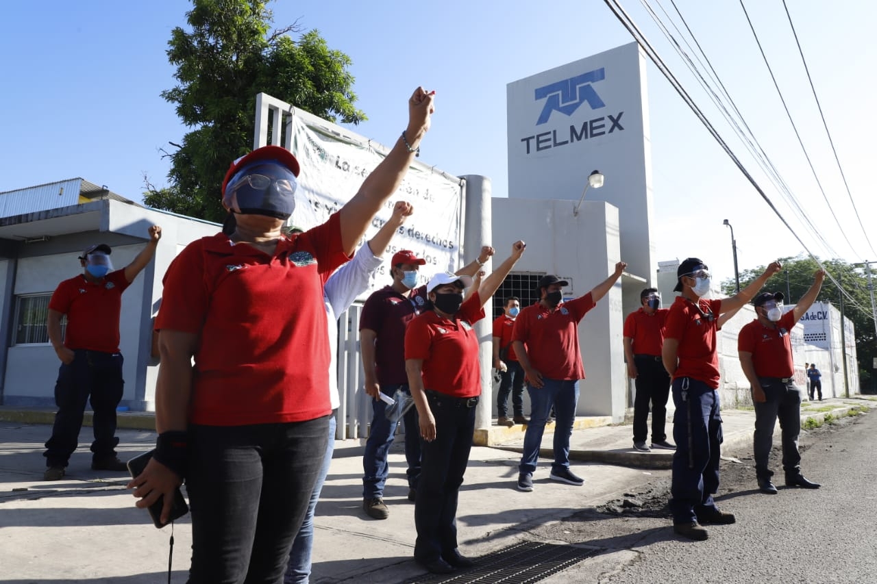 Trabajadores de Telmex en la Península de Yucatán se suman al paro nacional