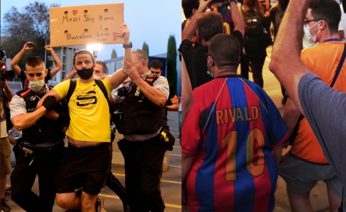 Aficionados del Barcelona invaden el Camp Nou en protesta por la salida de Messi: VIDEO