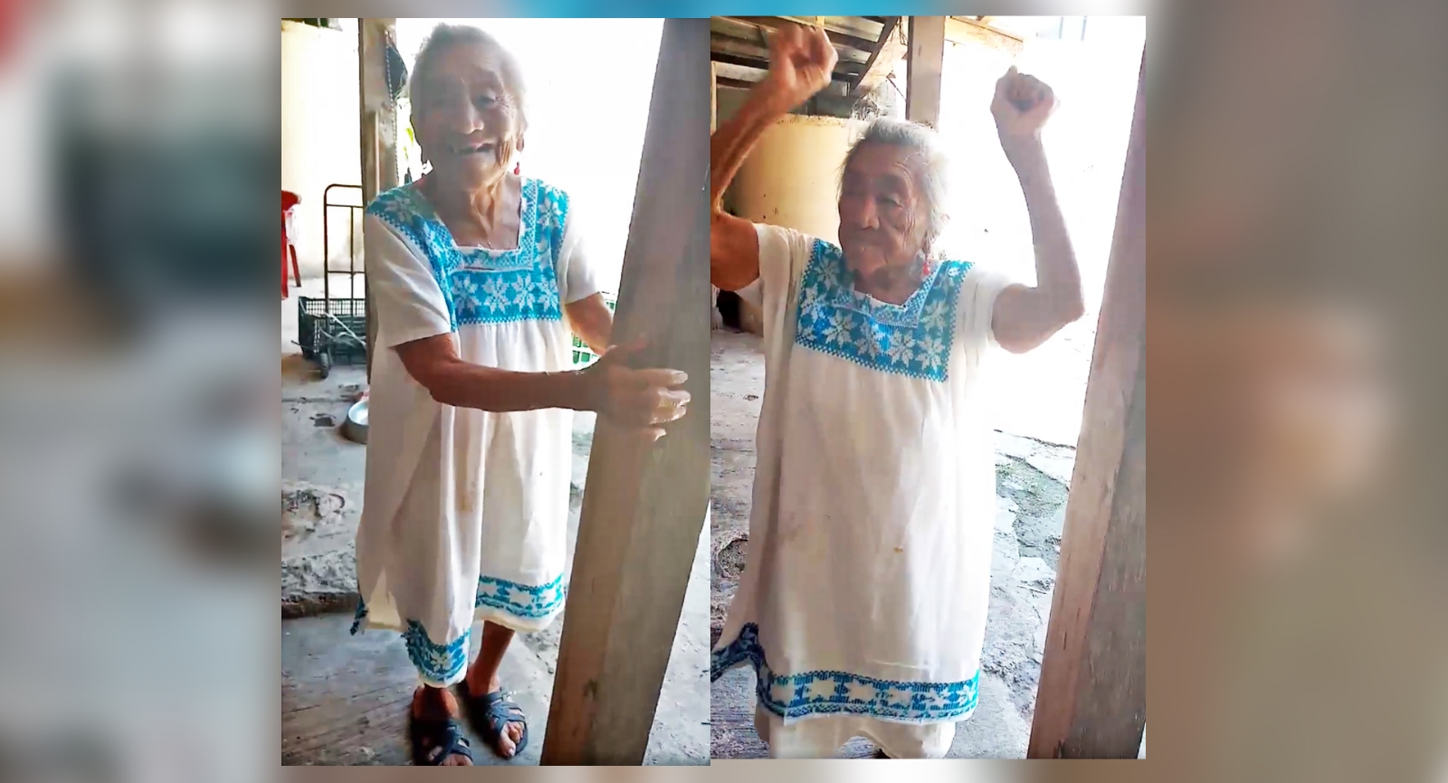 Abuelita yucateca de 103 años comparte su rutina de ejercicios en hipil (VIDEO)
