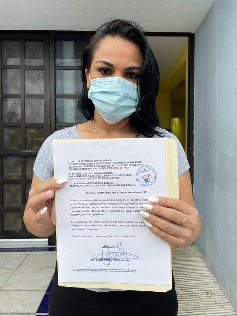 Reyna Durán abandona bancada de Morena en el Congreso de Quintana Roo