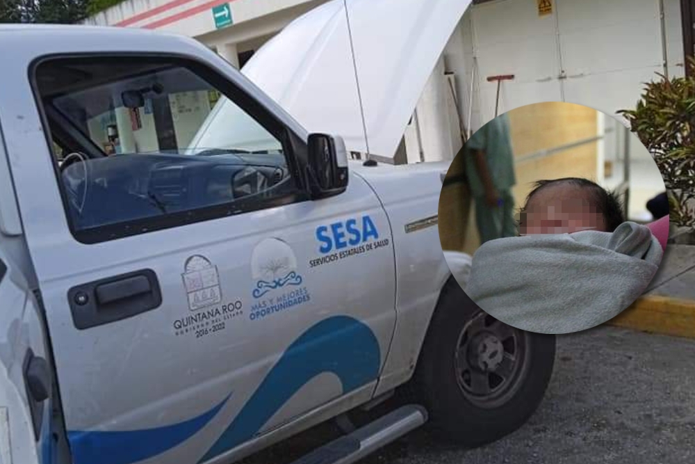 En camioneta sucia, trasladan a bebé que cayó de un cunero en Chetumal