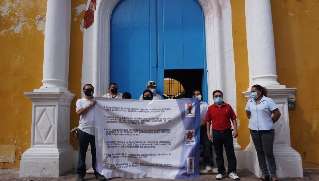 Trabajadores del INAH Campeche se unen al paro nacional; exigen prestaciones pendientes
