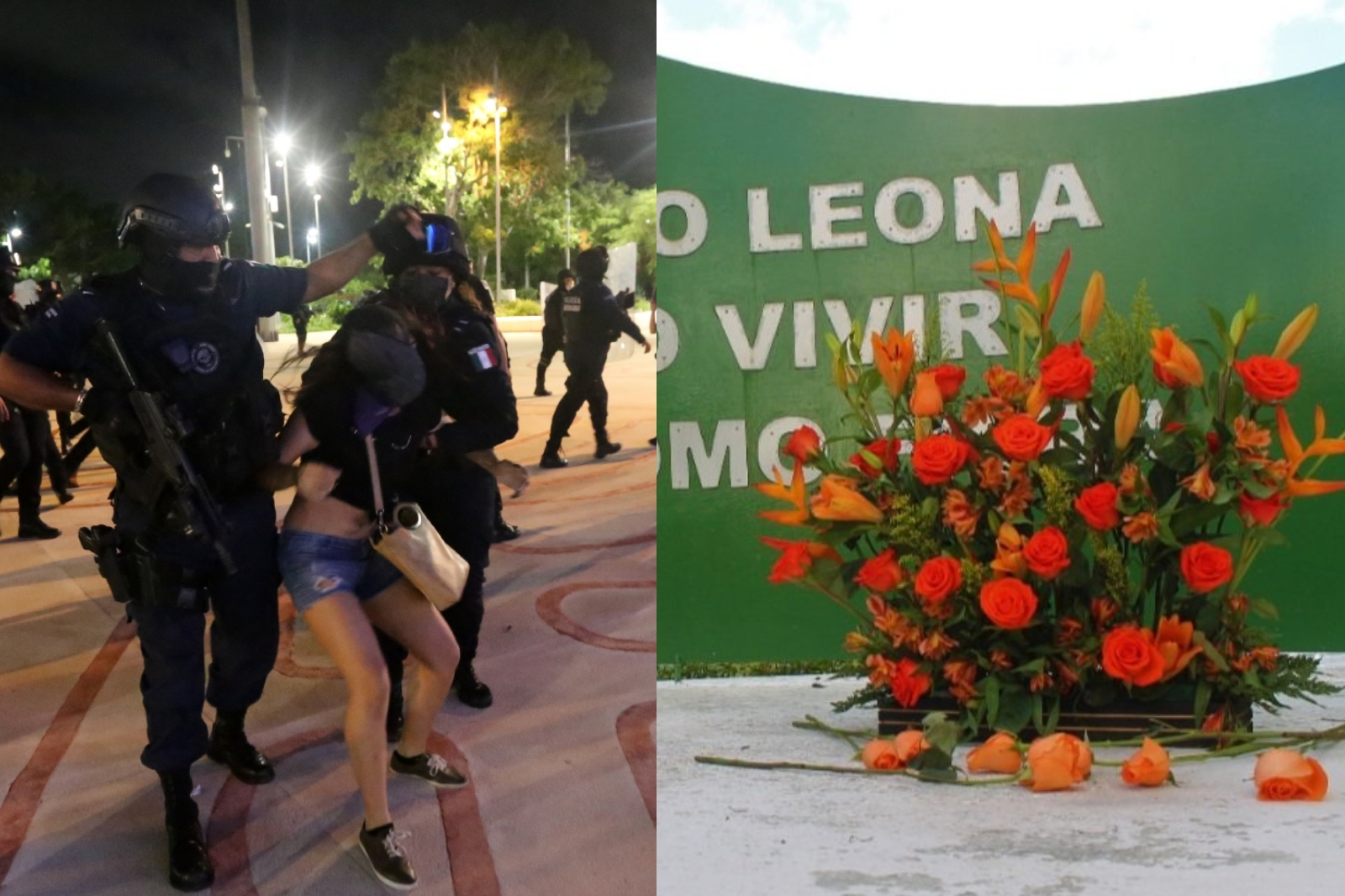 Critican a la Policía de Cancún tras ofrenda floral por el Día contra la Violencia a la Mujer