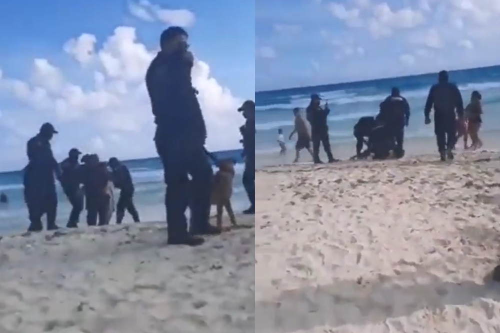 Captan momento en que policías someten a bañista en Cancún: VIDEO