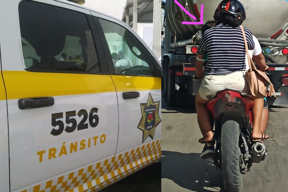 Exhiben en redes a motociclista por arriesgar vida de un menor en Cancún: FOTO