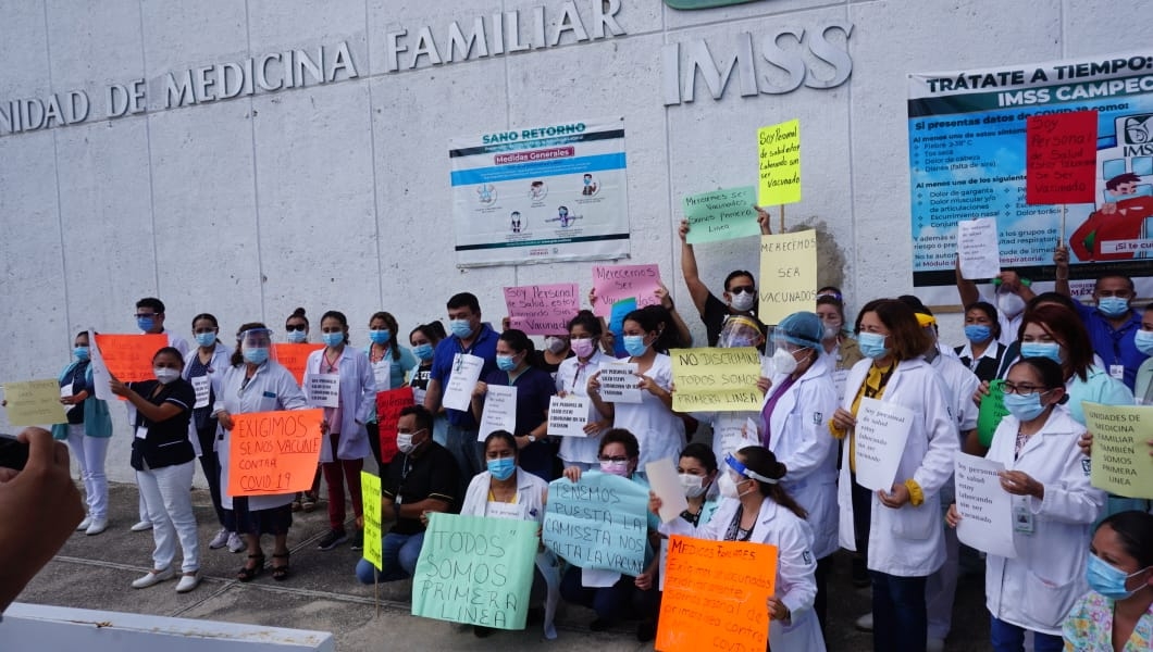 Más de mil sindicalizados de la salud sin recibir vacuna anticovid en Campeche