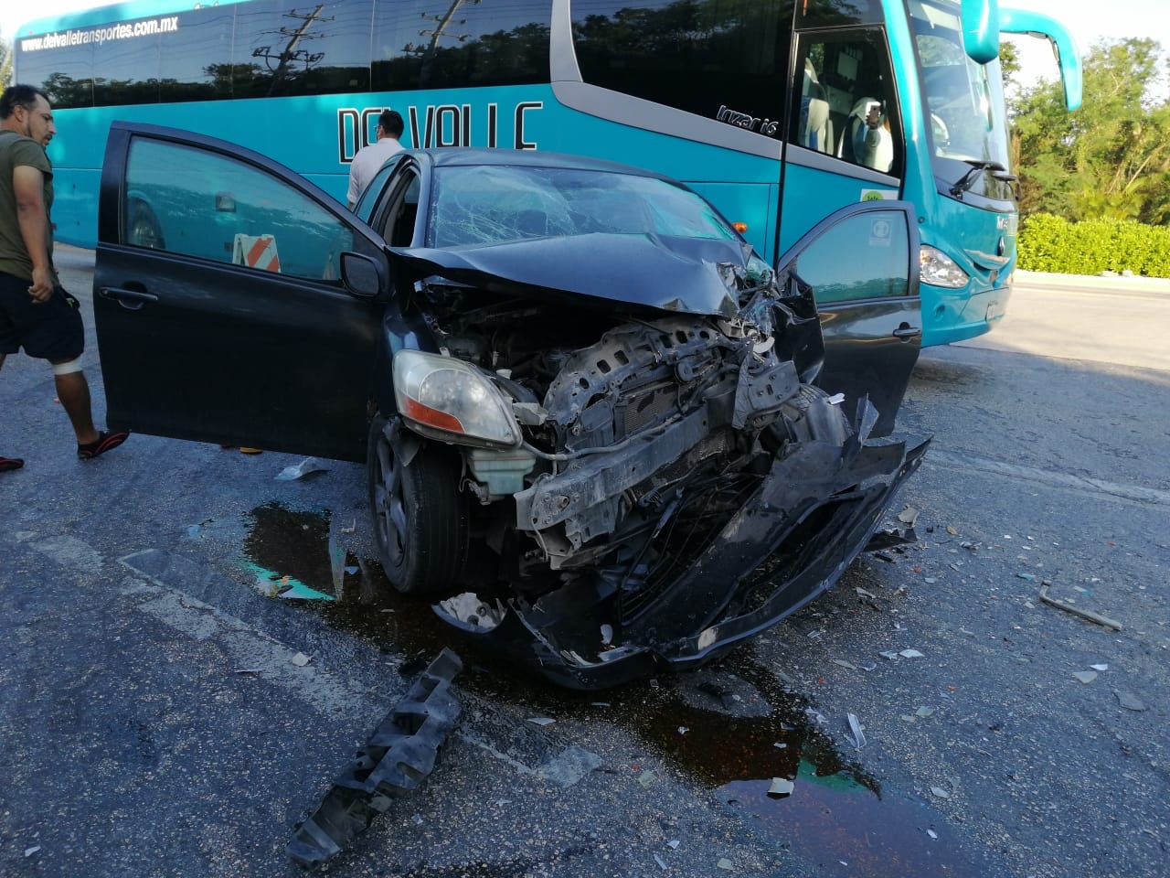 Se registra accidente en la Carretera Federal 307 de Cancún