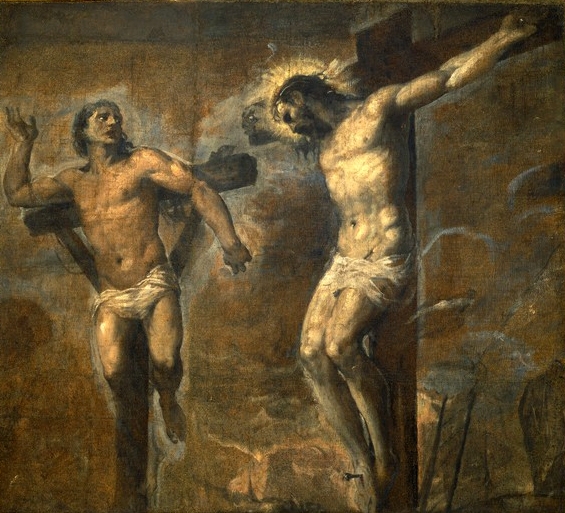 Cristo y el Buen Ladrón, obra del pintor español Tiziano