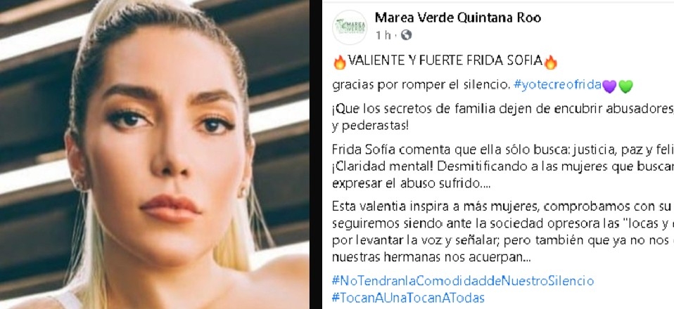 La comunidad Marea Verde Quintana Roo brindó apoyo a Frida Sofía tras su confesión