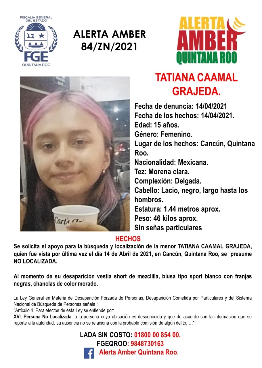 Activan Alerta Amber por desaparición de adolescente de 15 años en Cancún