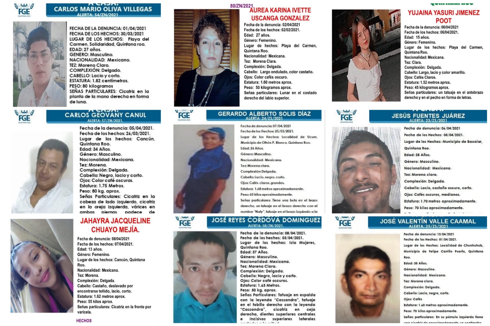 Fiscalía de Quintana Roo reporta 10 desaparecidos en 15 días