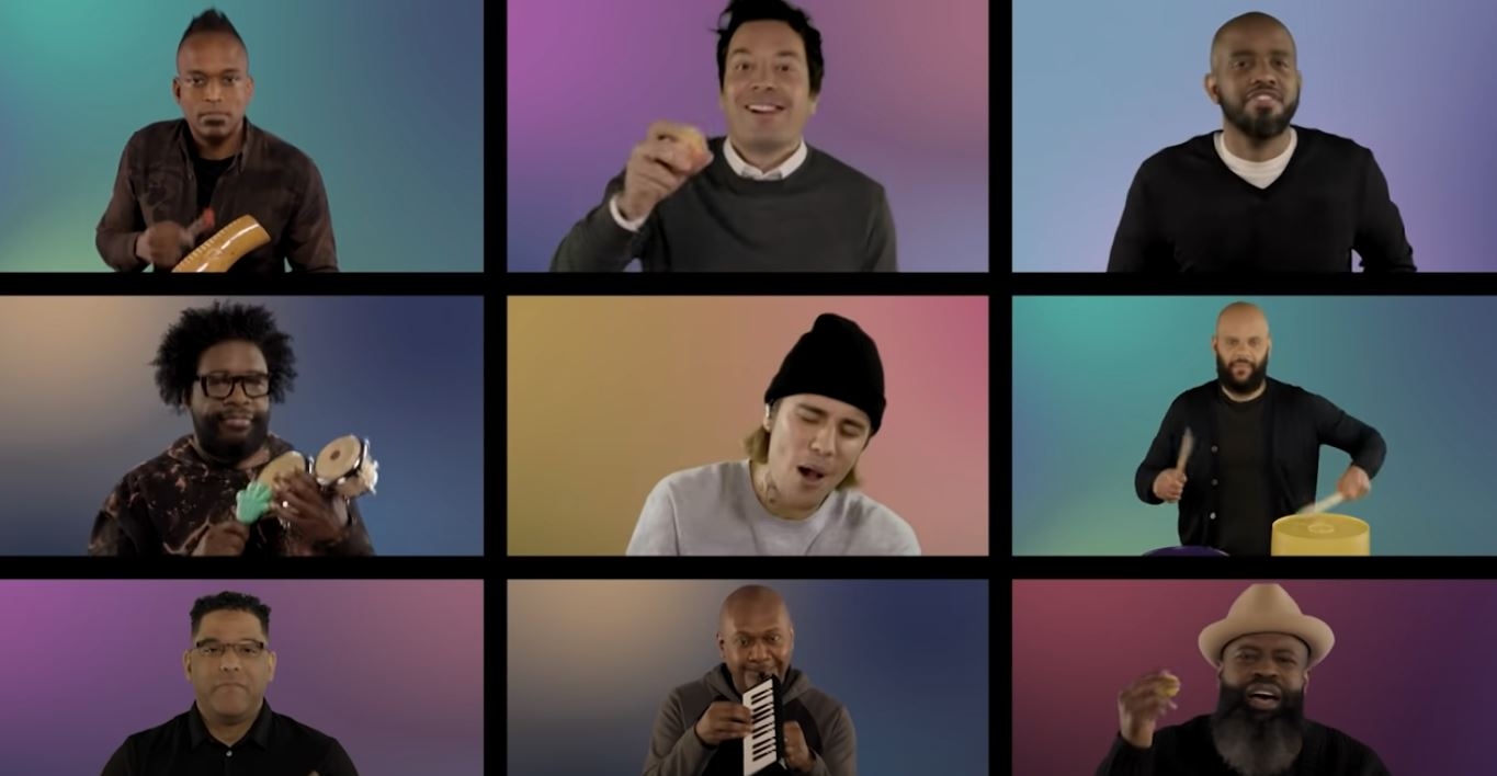 Justin Bieber, Jimmy Fallon y The Roots tocan ‘Peaches’ de una singular manera: VIDEO