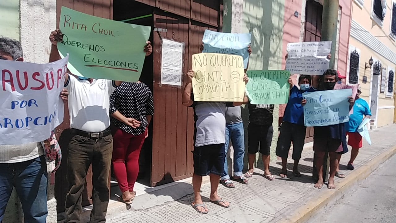 Ejidatarios de Celestún protestan en Mérida para exigir elecciones de comisario ejidal