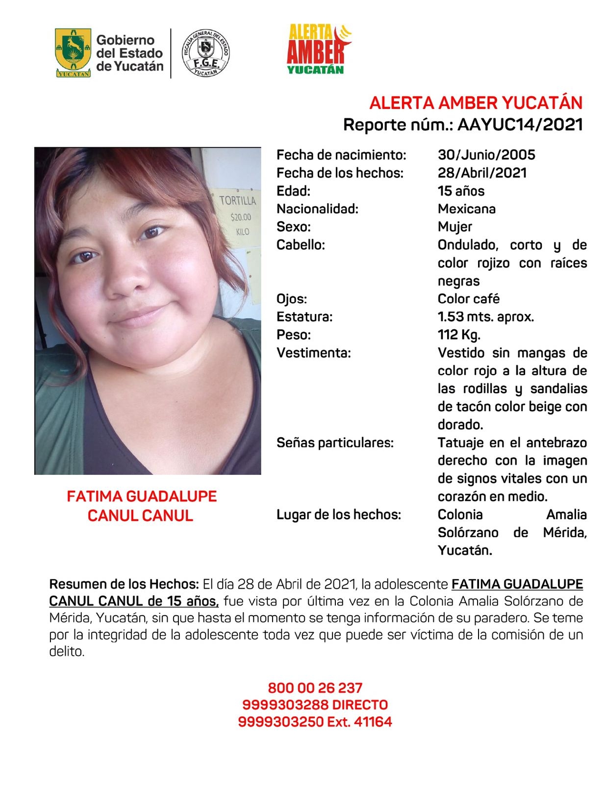Desaparece una joven de 15 años en Mérida; activan Alerta Amber