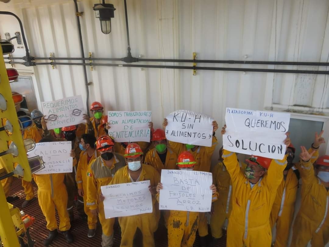 Pemex ignora queja de petroleros por alimentación en Ciudad del Carmen