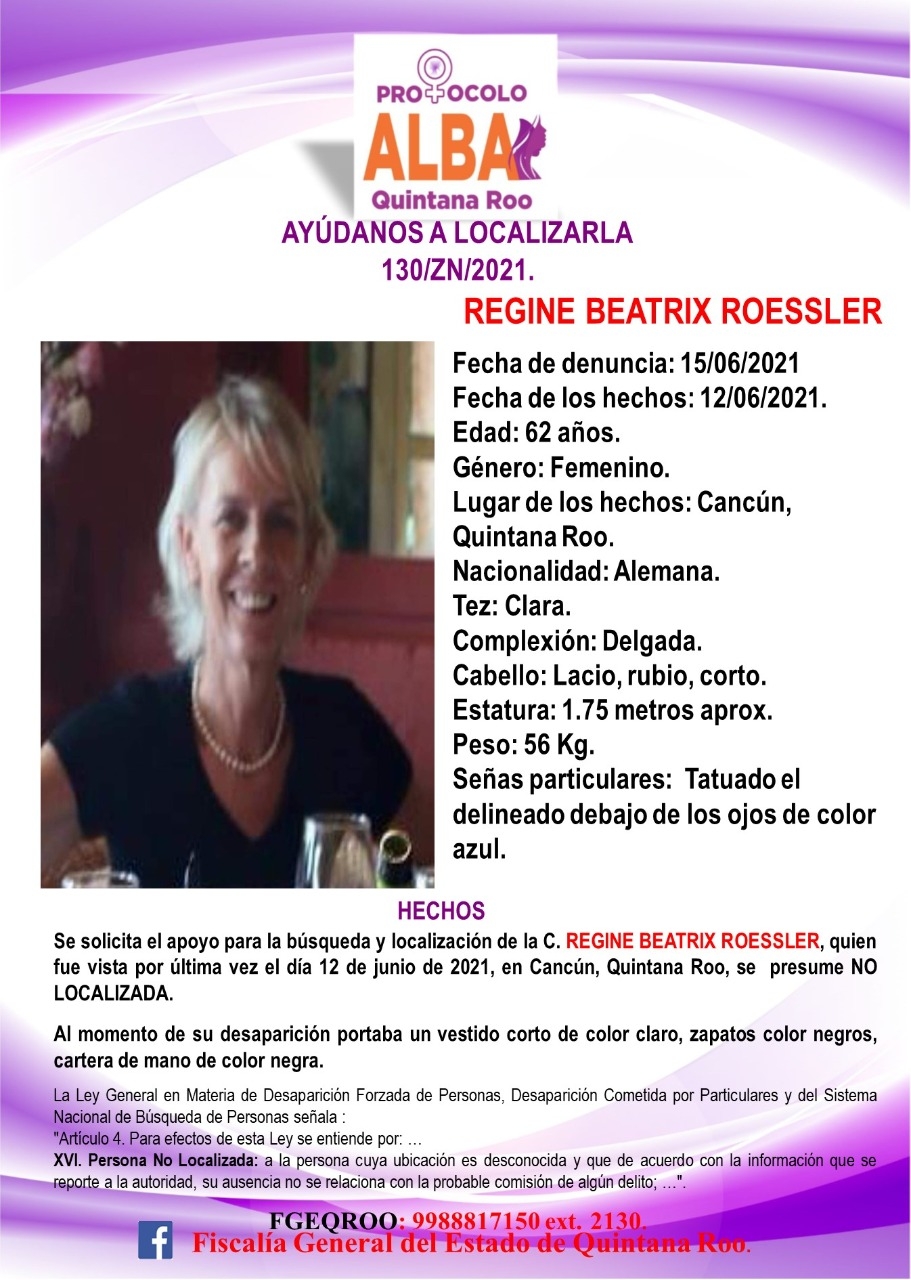 Mujer de origen alemán desaparece en Cancún; activan Protocolo Alba