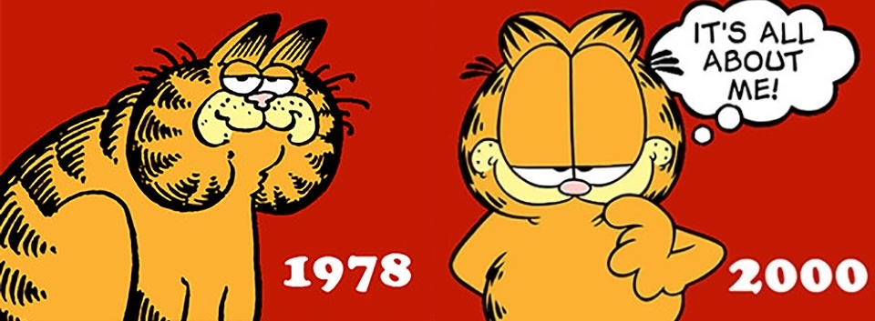Así luce el primer diseñp de Garfield comparado con su último diseño en tv