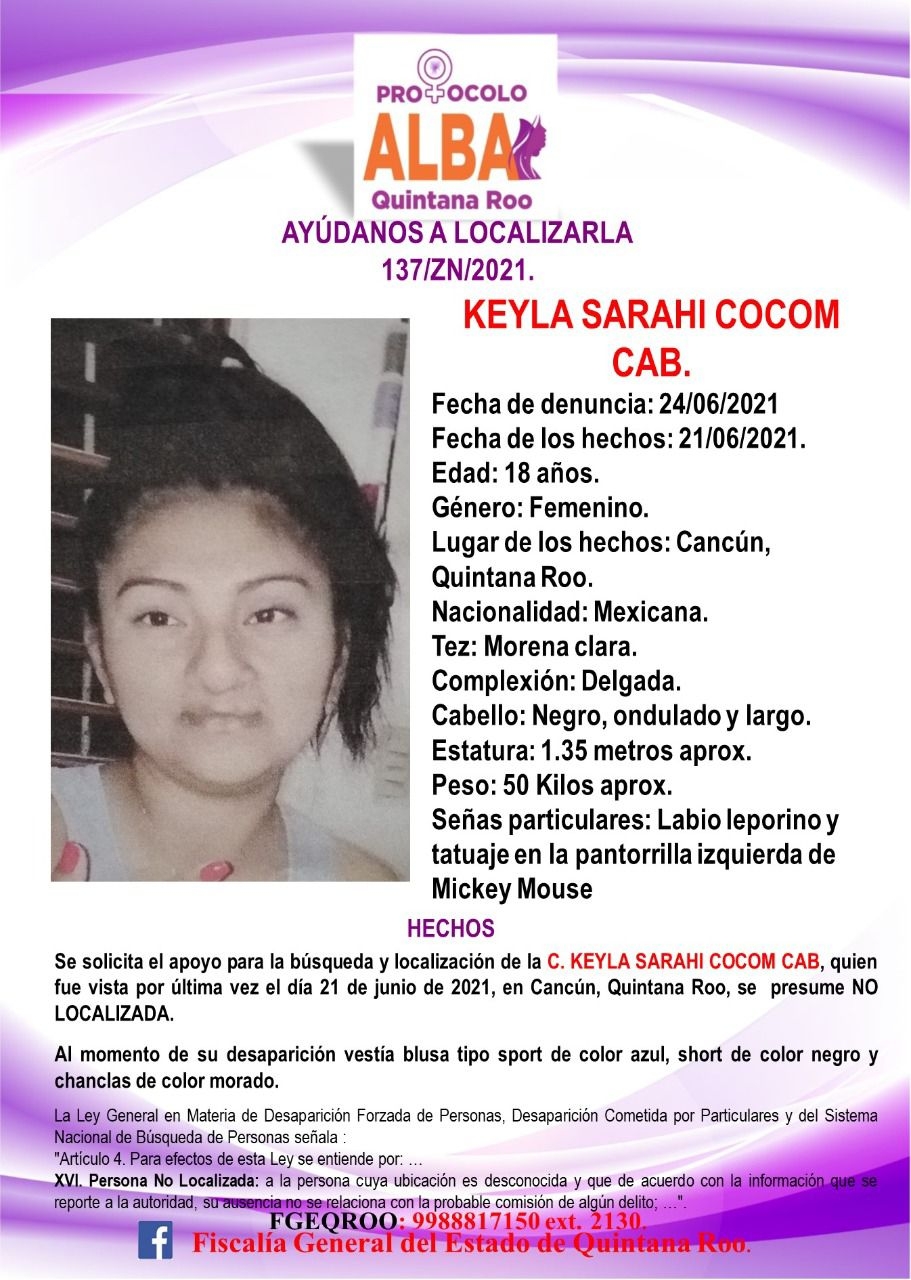 Desaparece joven de 18 años en Cancún; Fiscalía activa Protocolo Alba