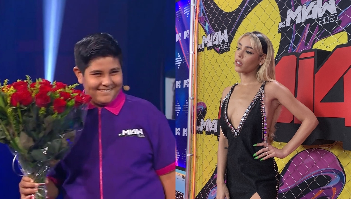 Así fue la reacción del Niño del Oxxo al conocer a Danna Paola en los MTV MIAW 2021