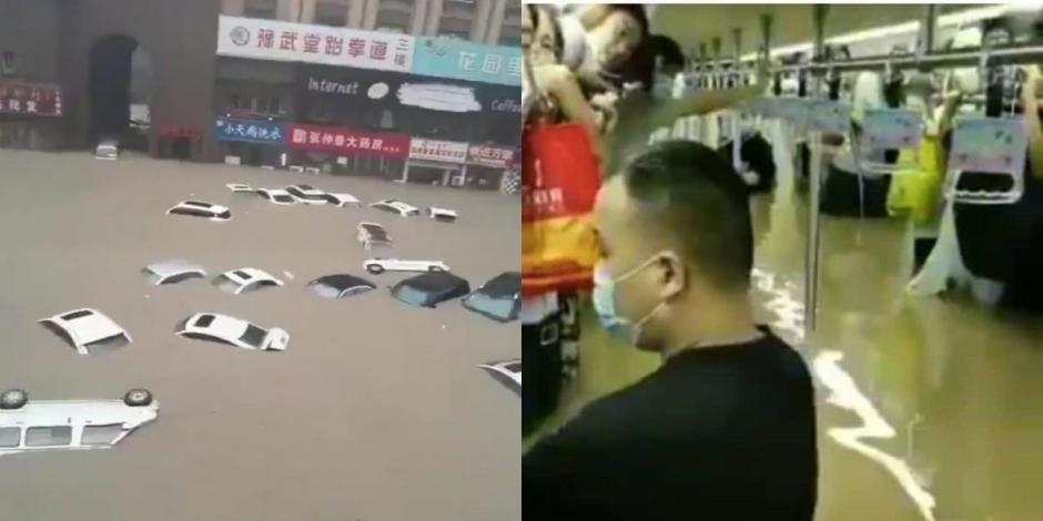 Usuarios del Metro atrapados y coches flotando; así se ve China tras lluvias de tres días: VIDEO