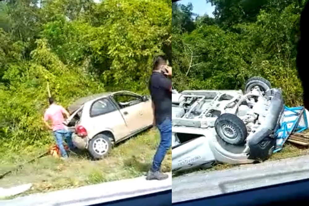 Accidente en la carretera Cancún-Playa del Carmen deja tres lesionados