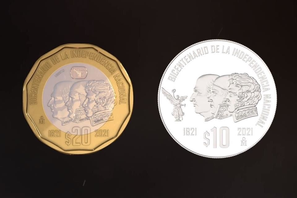 Presentan monedas de 10 y 20 pesos creadas por Banxico para conmemoraciones de 2021