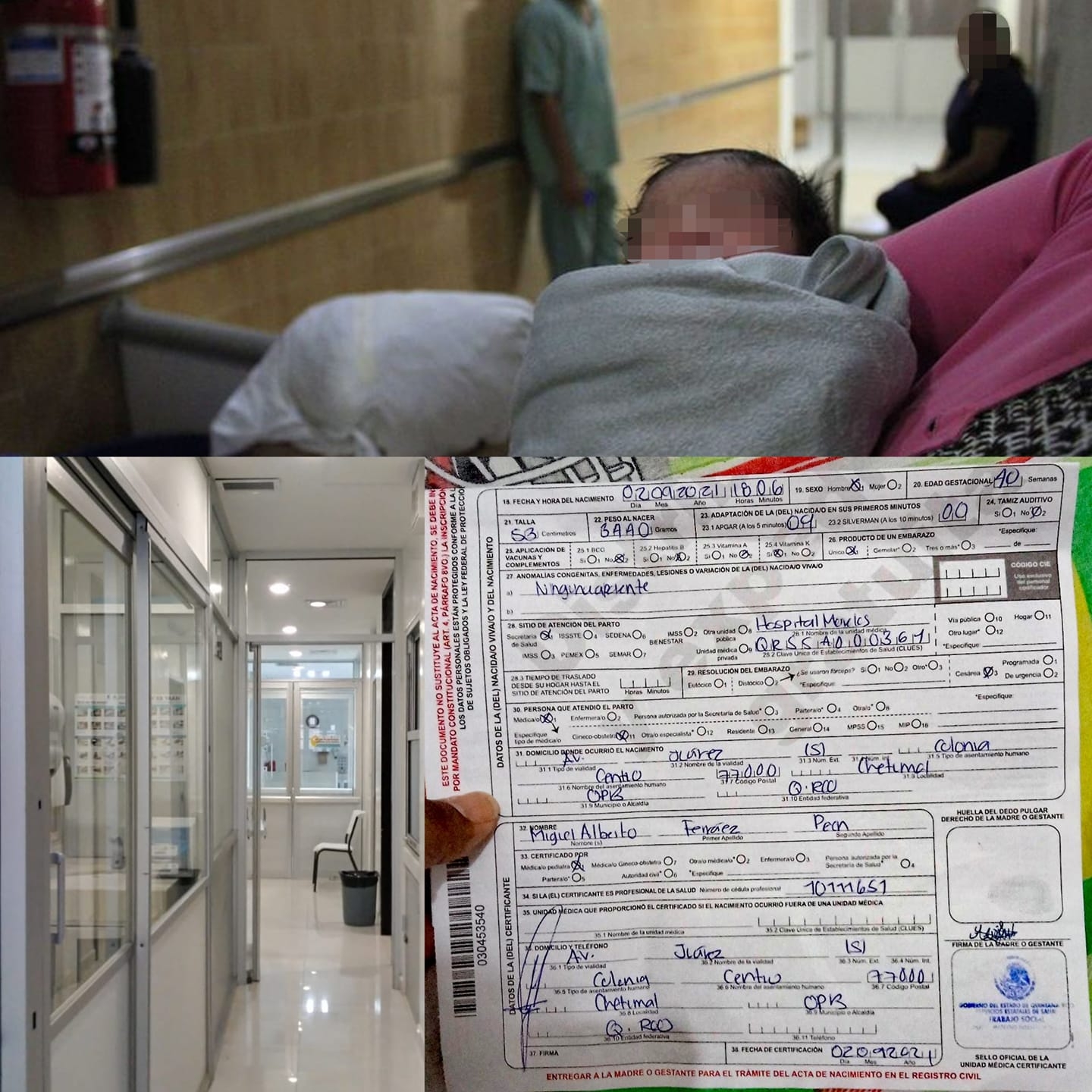 Bebé que cayó en el hospital de Chetumal, por negligencia, presenta serias afectaciones