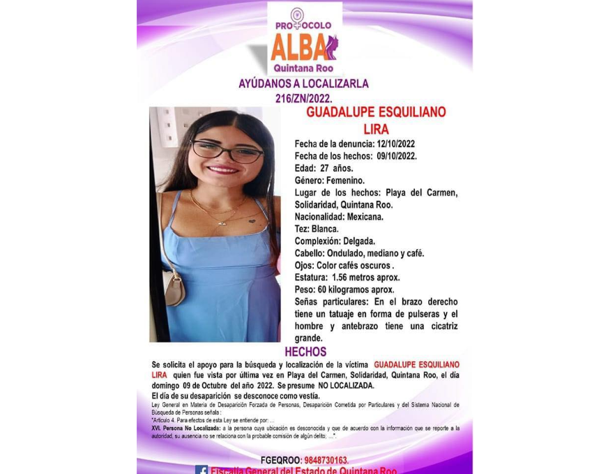 Activan Protocolo Alba por desaparición de joven en Quintana Roo