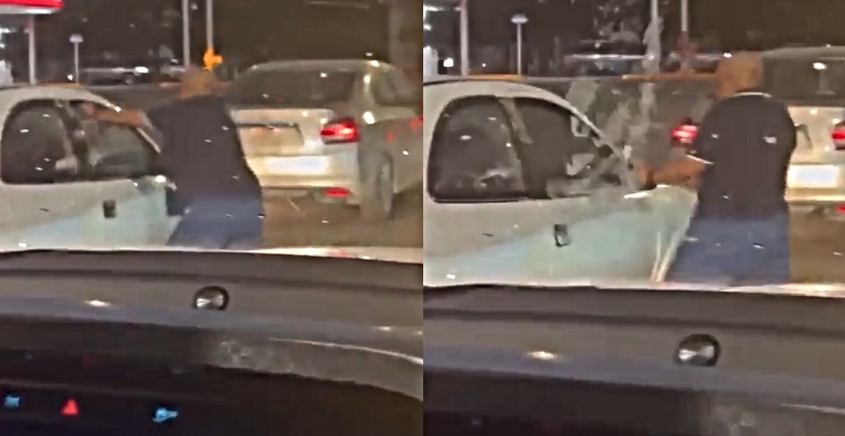 El conductor se acercó de forma violenta a un vehículo, donde rompió uno de los vidrios de la ventana